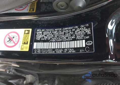 2015 Lexus Es 350 from USA, damaged, VIN JTHBK1GG0F2209004